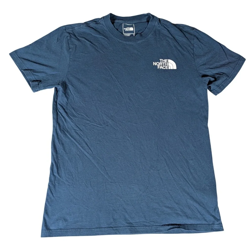 The North Face Mens Navy Blue Graphic T-Shirt Never Stop Exploring Logo Tee M